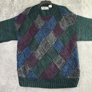 Forum Mens XL Color Block Argyle Sweater Knit‎ Dad Grandpa Retro 80s 90s Vintage